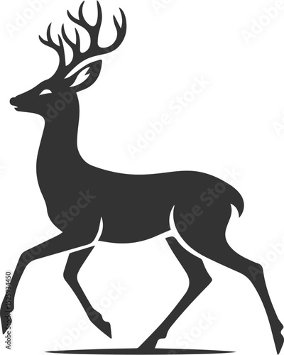 Black roe deer wild animal vector drawing silhouette