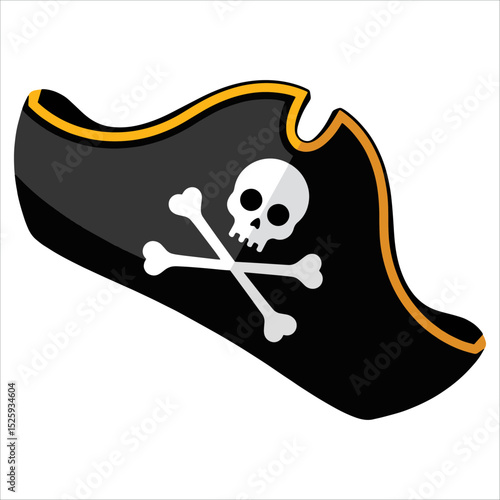 Pirate hat vector isolated on white background. Classic nautical headwear illustration perfect for pirate costumes and adventure party themes.