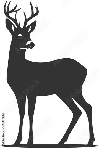 Black roe deer wild animal vector drawing silhouette