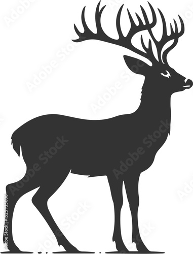 Black roe deer wild animal vector drawing silhouette