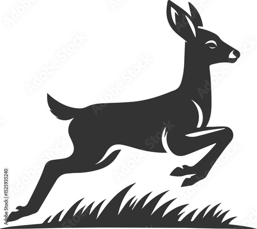 Black roe deer wild animal vector drawing silhouette