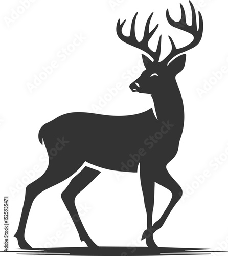 Black roe deer wild animal vector drawing silhouette