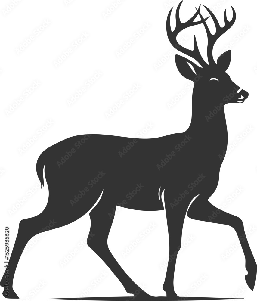Fototapeta premium Black roe deer wild animal vector drawing silhouette