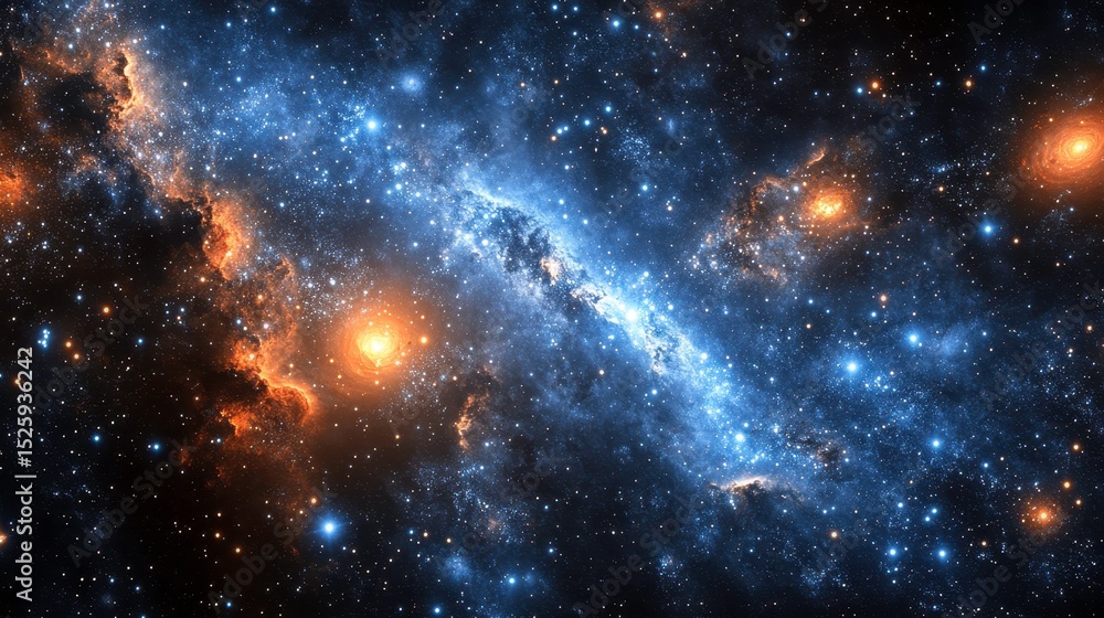 Naklejka premium Cosmic Nebula Starry Night Sky Galaxy Space Background