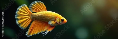 Dumbo ear betta, metallic gold, flowing finnage, graceful, pet fish