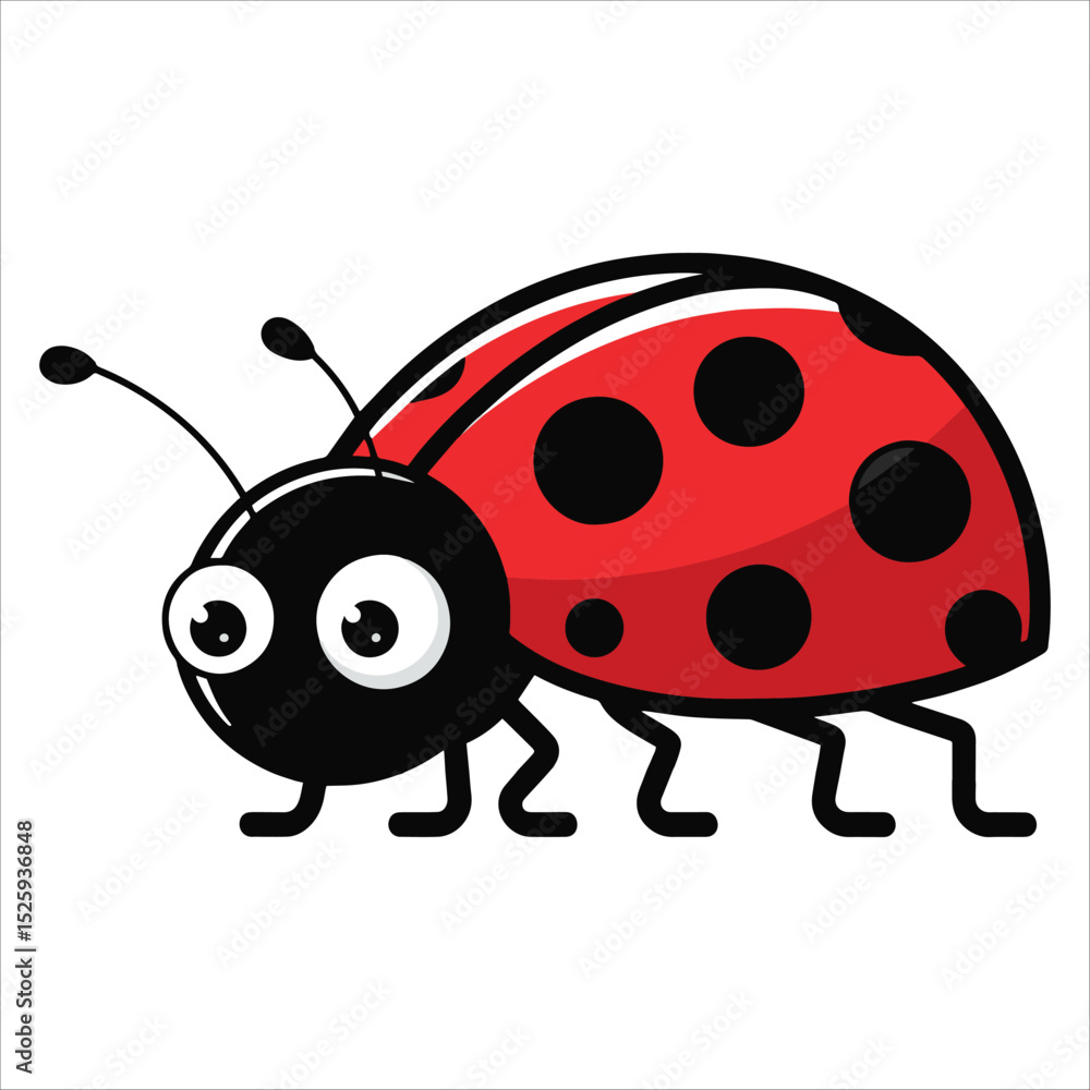 Fototapeta premium Cute ladybug insect vector illustration. Nature and garden themed artwork in simple style.