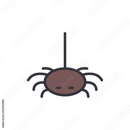 Hanging Spider With Simple Outline Design On Transparent Background