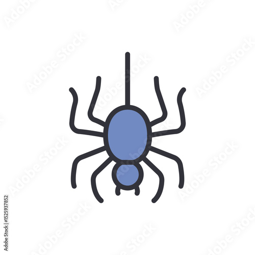Stylized Spider Hanging Down Isolated On Transparent Backdrop