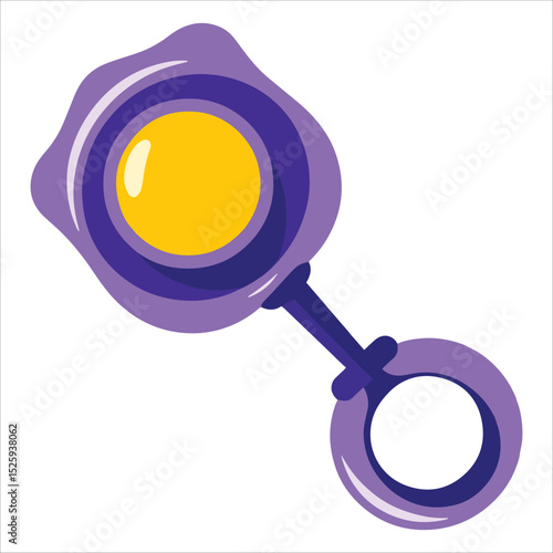 Adorable baby rattle vector illustration in cartoon style. Ideal for parenting blogs, baby shower invitations and early childhood educational materials.