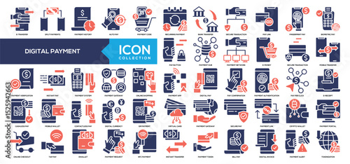 Digital Payment Glyph Color Icon Collection