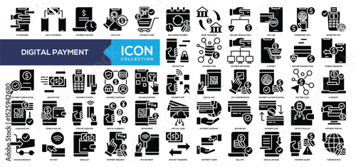 Digital Payment Glyph Icon Collection