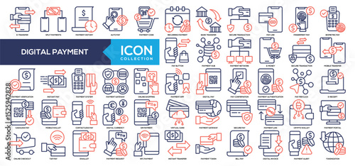 Digital Payment Line Color Icon Collection
