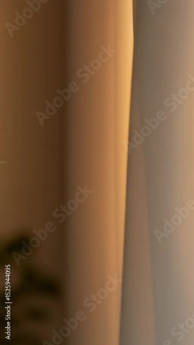 Golden Hour Light Flowing Through Sheer Curtains