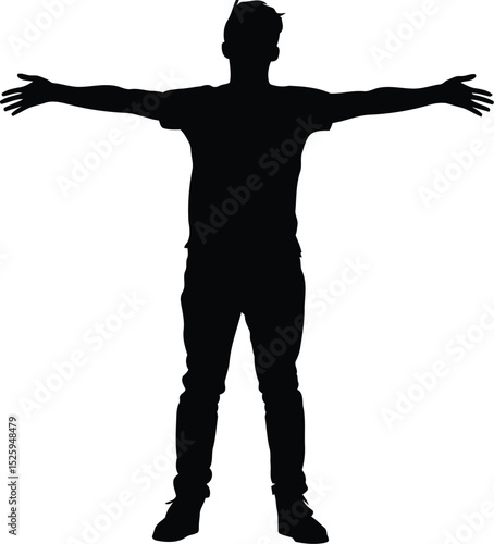 Silhouette of Man Standing with Arms Outstretched