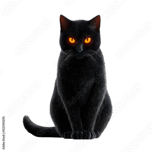 Black cat with glowing amber eyes