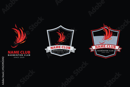 Fire shuttlecock logo vector, badminton club