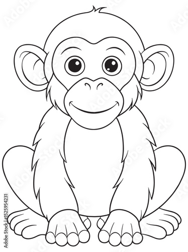 Chimpanzee Cartoon Coloring Page Printable Animal Illustration For Children