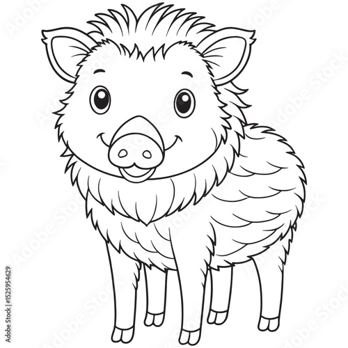 Collared Peccary Coloring Page Cartoon Animal Art For Kids