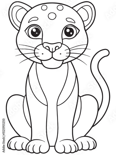 Cougar Coloring Page Adorable Animal Illustration For Kids