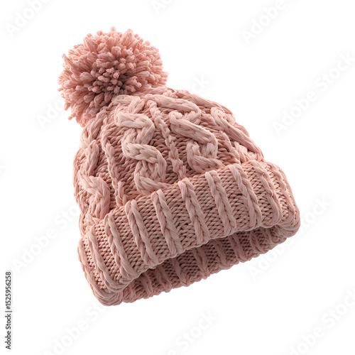 Knitted cap with pompom soft and cozy