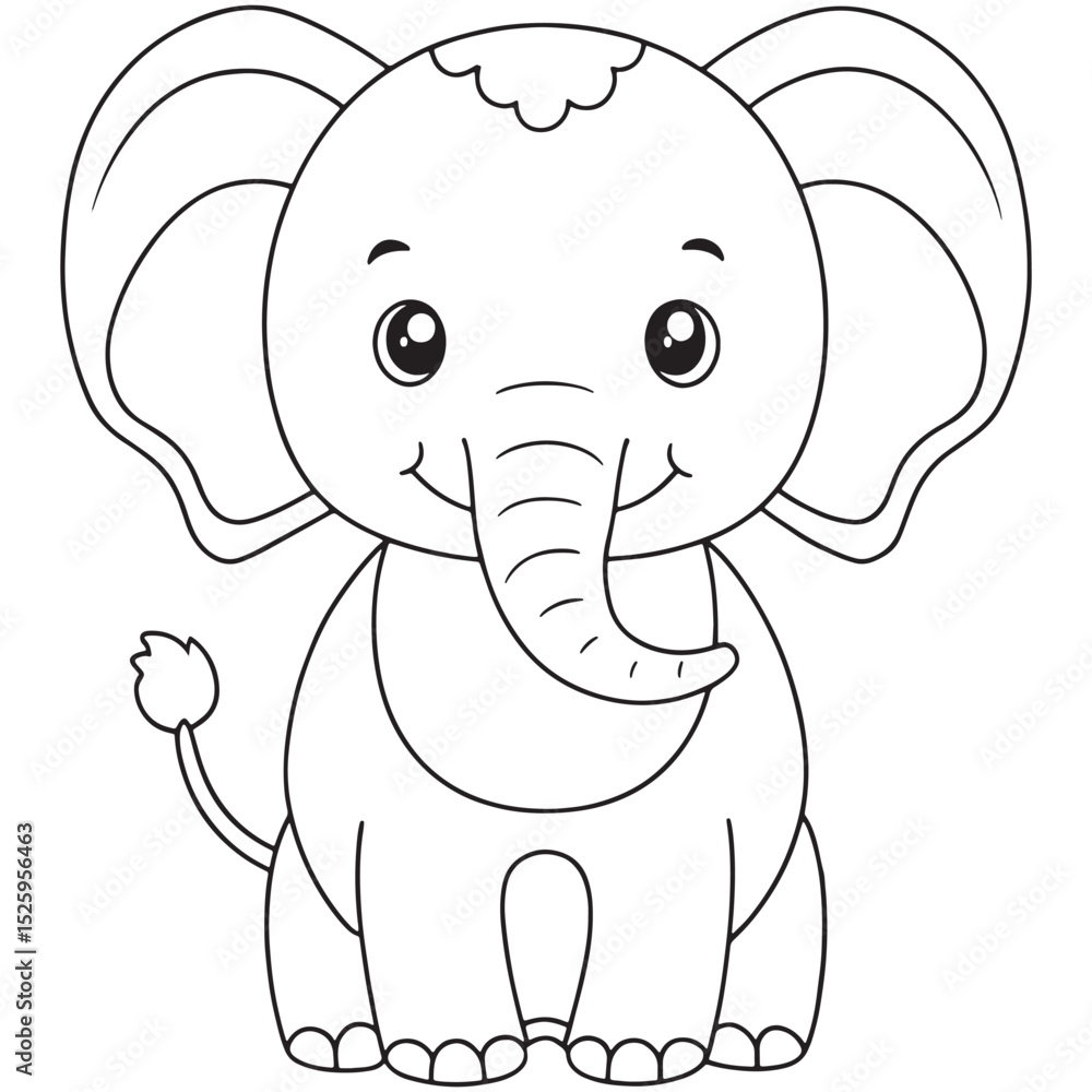 Obraz premium a cute cartoon elephant with big ears and eyes