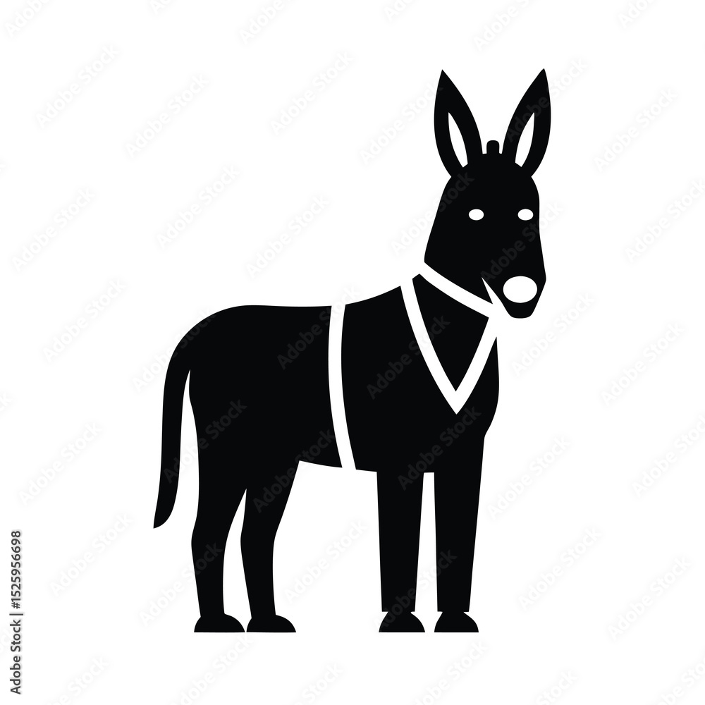 Naklejka premium Simple Black and White Donkey Illustration