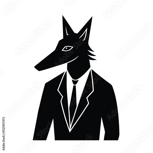 Black and white wolf in a suit