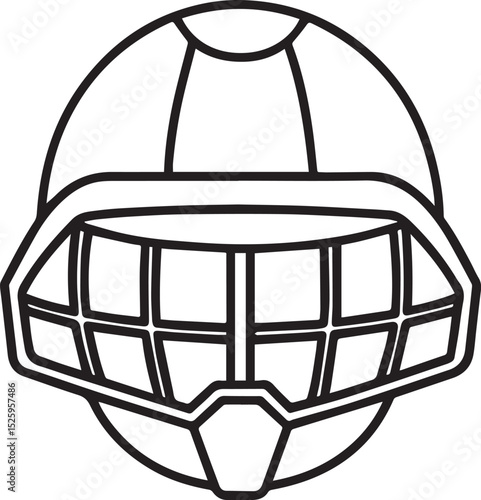 Helmet cage outline vector illustration, line art