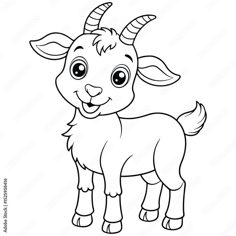 Fototapeta premium Kid Goat Coloring Page Adorable Farm Animal Illustration