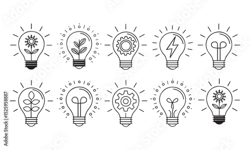 Set of colorful bulb flat icons. Vector illustration eps10