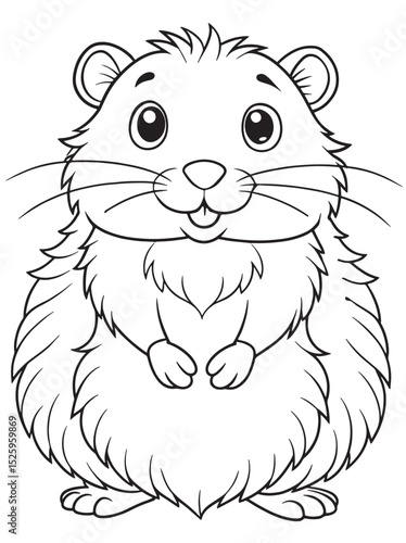 a cute cartoon hamster with big eyes and fluffy fur is sitting on its hind legs