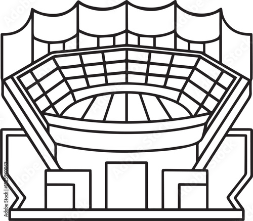Football stadium outline vector illustration, line art