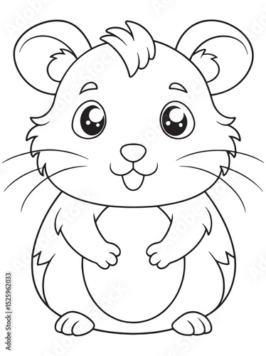 Cute cartoon hamster with big eyes and whiskers standing on hind legs looking happy