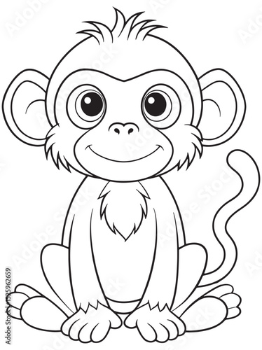 Macaque Cartoon Coloring Page Line Art Fun Animal Drawing For Kids