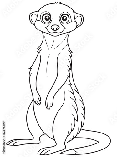a cute cartoon meerkat standing on its hind legs looking curious