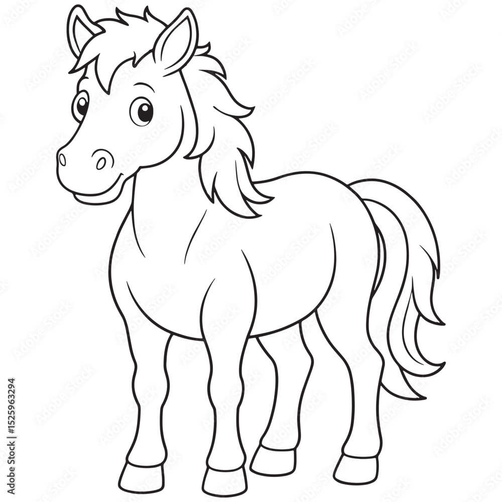 Fototapeta premium a cute cartoon horse standing alone