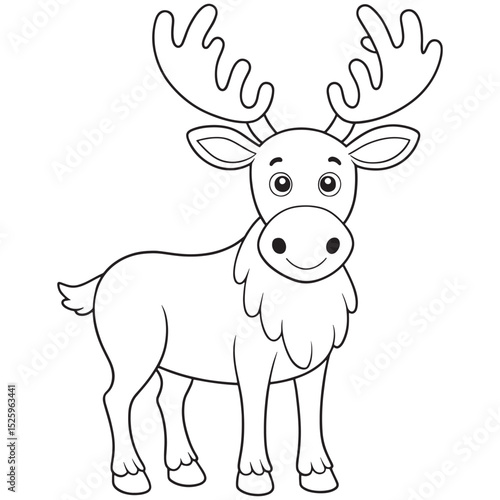 Moose Coloring Page Fun Animal Drawing Illustration For Kids