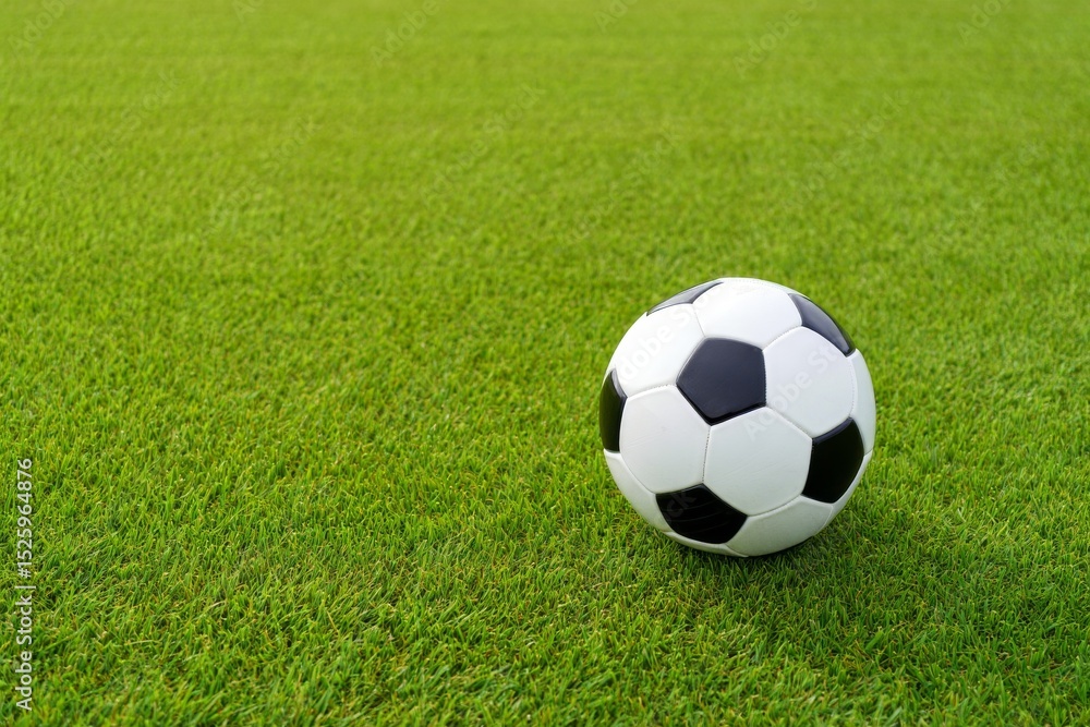 Obraz premium Classic Soccer Ball on Lush Green Grass Field Sports Equipment Outdoor Recreation
