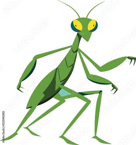 Aggressive Praying Mantis In Attack Position.