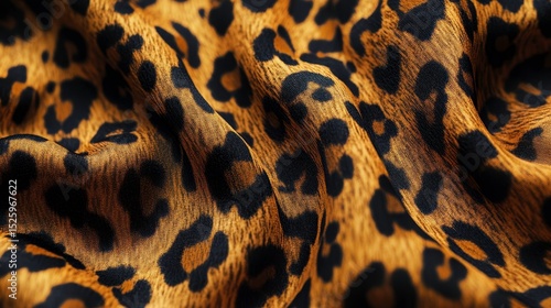 Leopard Print Fabric Texture  Golden Brown Animal Print Textile Background