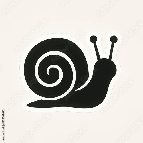Cartoon snail vector illustration on a white background, a cute, funny animal icon with a spiral shell design