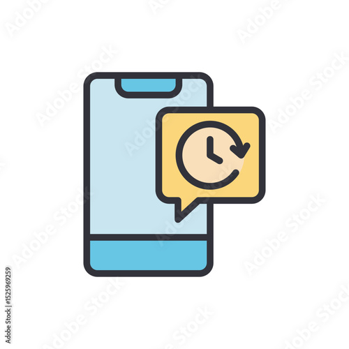 Smartphone Notification With Clock Symbol For Time Management Reminders