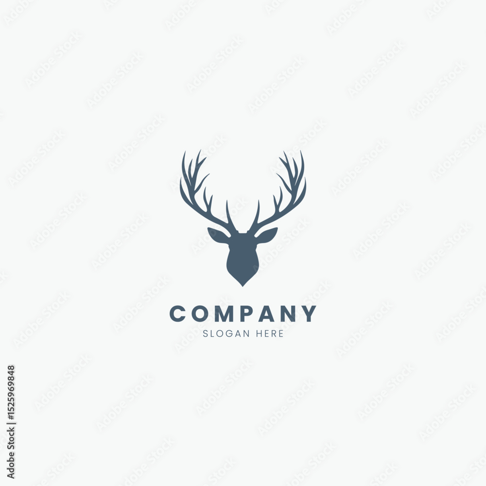 Deer antler logo vector illustration. Elk head logo. Deer silhouette. Deer antler logo vector illustration. Elk head logo. Deer silhouette.