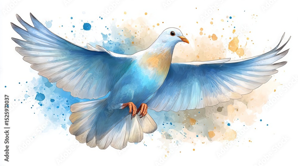 Obraz premium Colorful bird illustration soaring in a vibrant, artistic style.