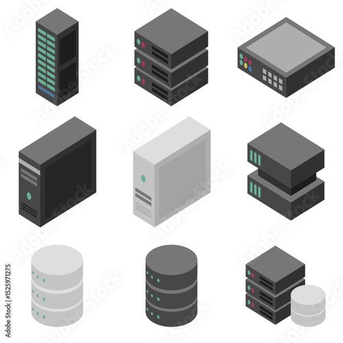 computer and data storage icon set