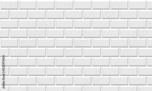 Subway tile. Seamless brick wall. White kitchen background. Ceramic pattern. Apron faience texture. Metro backdrop. Vintage rectangle brickwall. Cement backsplash. Vector illustration. Stone surface