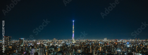 Photography Tokyo Skytree tower with Tokyo city at night.