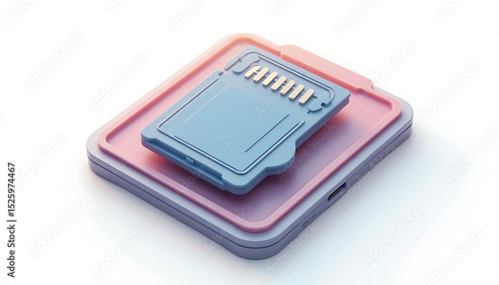 Light Blue Memory Card on Pastel Tablet Computer Gadget Light Blue Memory Card on Pastel Tablet Computer Gadget