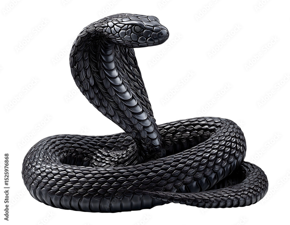 Fototapeta premium King cobra snake coiling its body ready to attack isolated on a transparent background