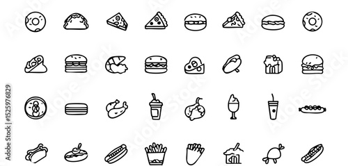 Modern Restaurant Menu Icons - Clean Stroke Illustration Pack